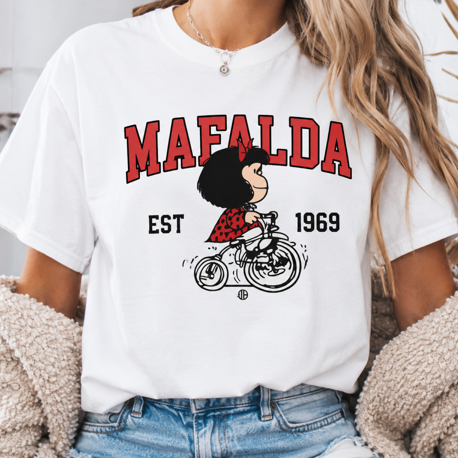 Playera Blanca Mafalda Vintage | Keyzam