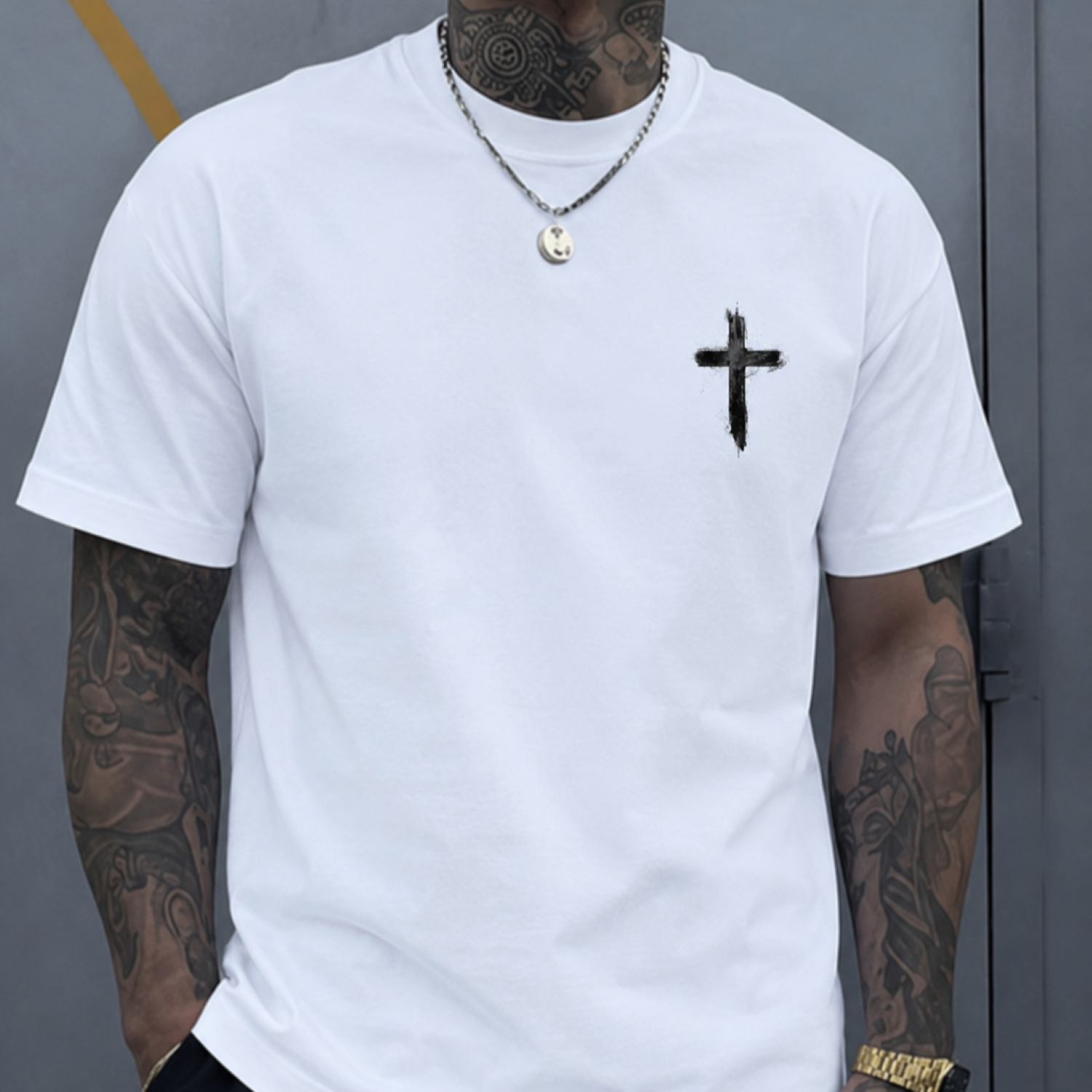 Playera Blanca Cruz Minimalista | Keyzam