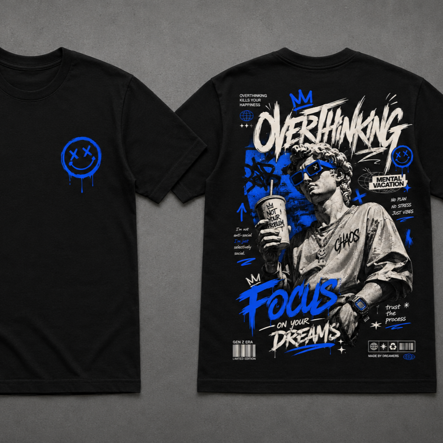 Playera Negra "Overthinking" | Keyzam