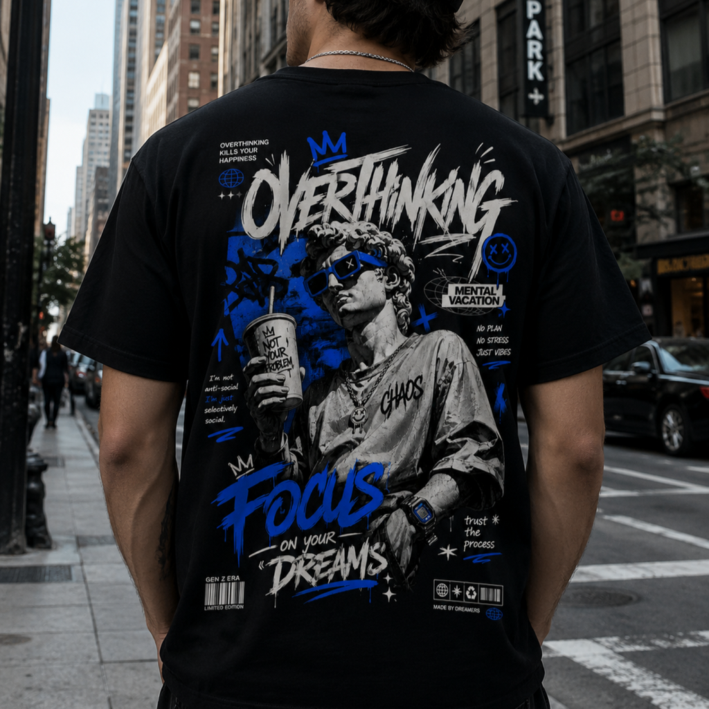 Playera Negra "Overthinking" | Keyzam