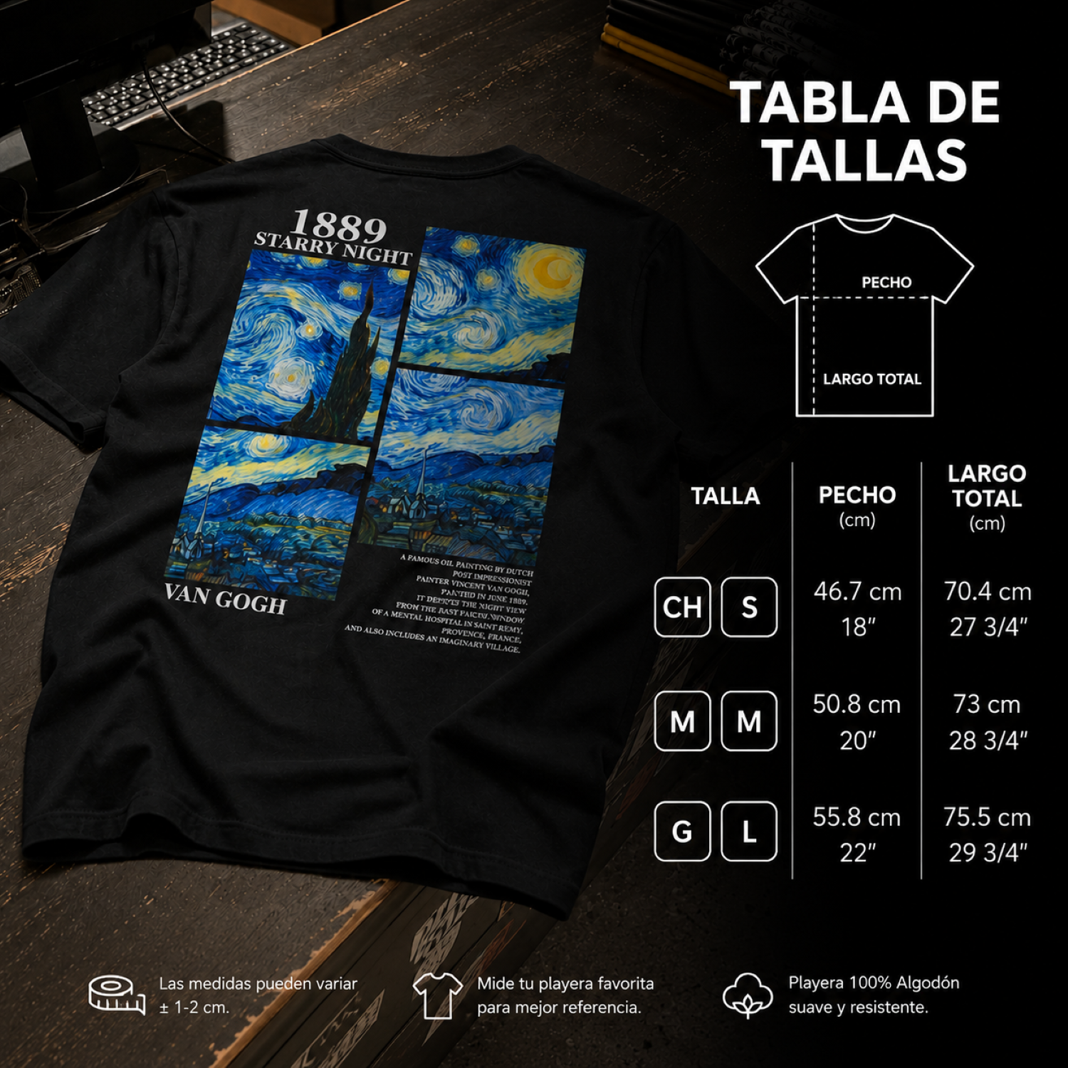 Playera Negra Van Gogh | Keyzam