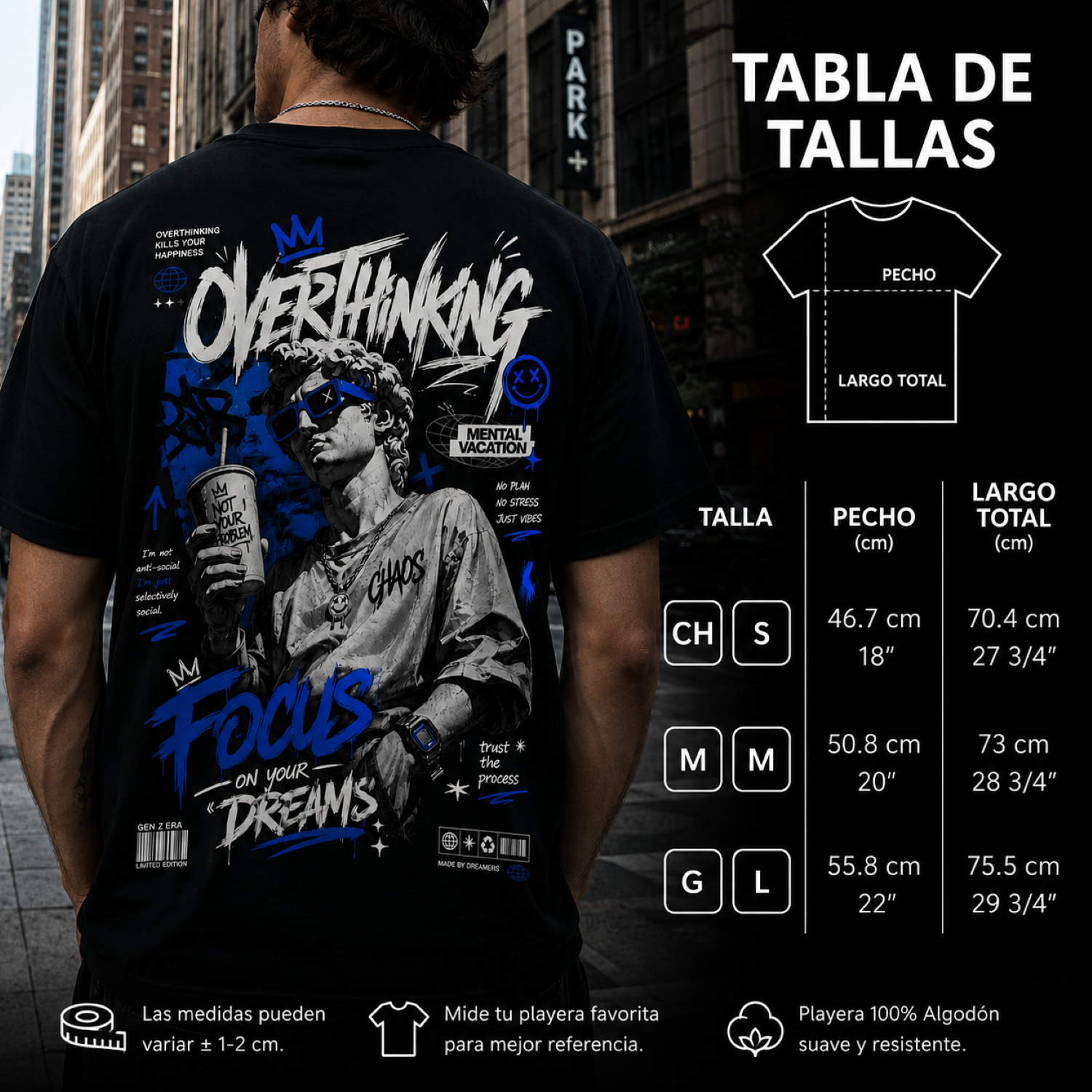 Playera Negra "Overthinking" | Keyzam