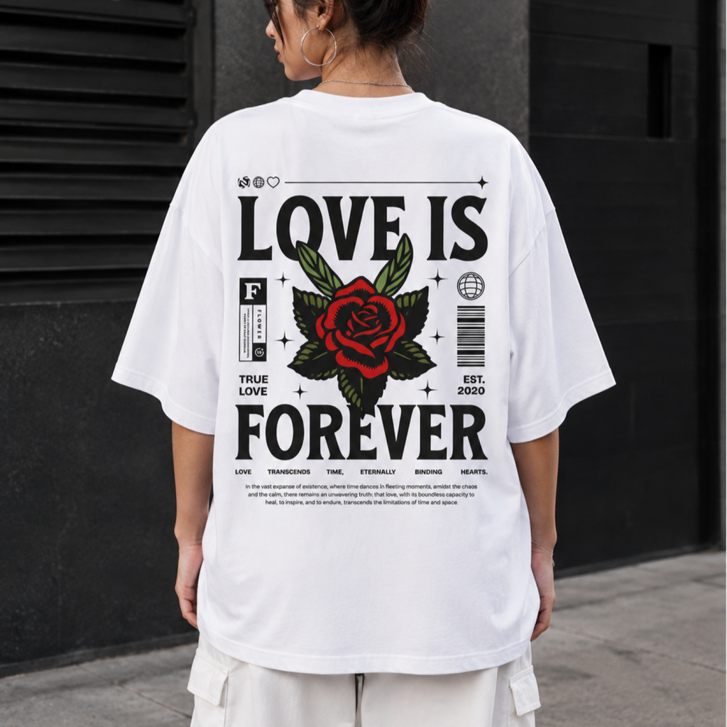 Playera Oversize Blanca "Love Is Forever" – KEYZAM