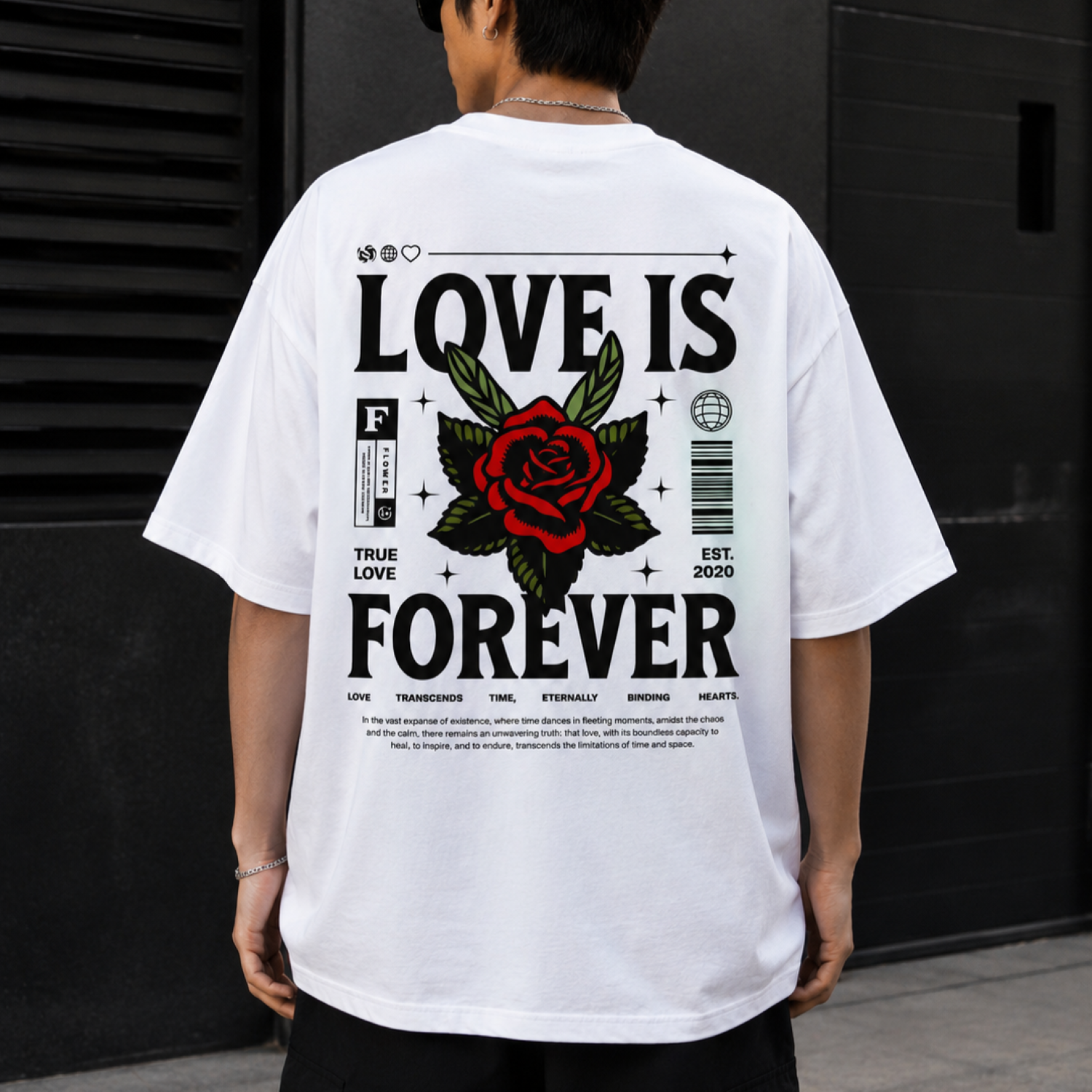 Playera Oversize Blanca "Love Is Forever" – KEYZAM