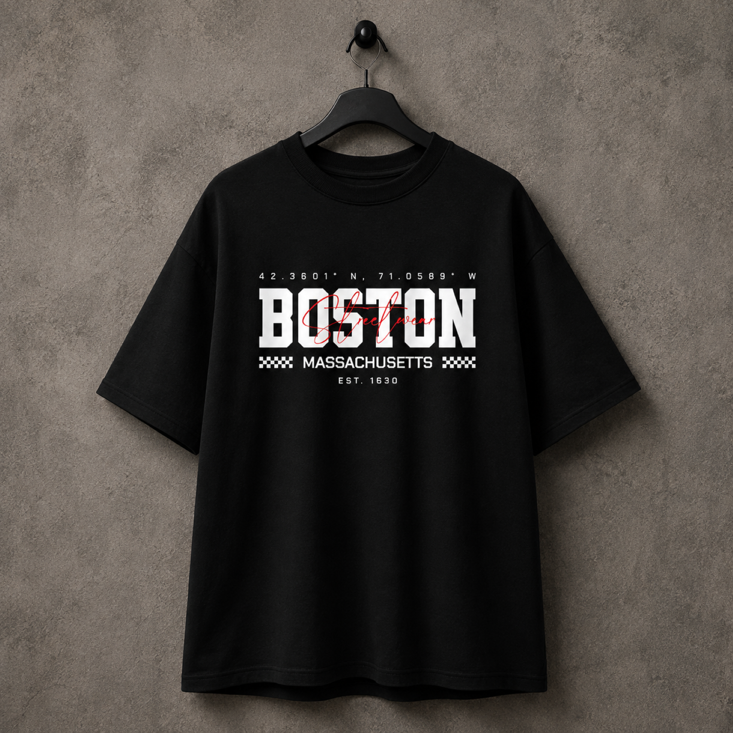 Playera Oversize Boston Streetwear Negra - KEYZAM