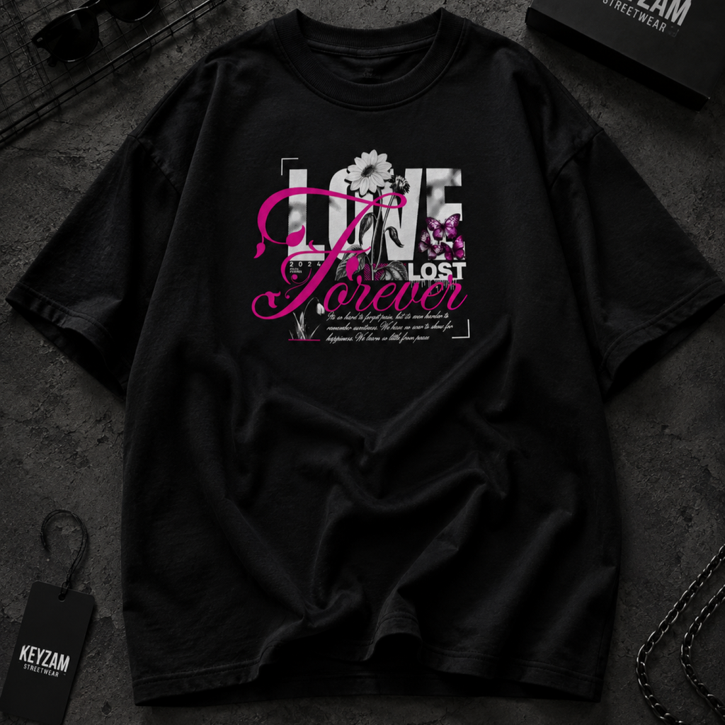 Playera Oversize Love Forever Negra – KEYZAM