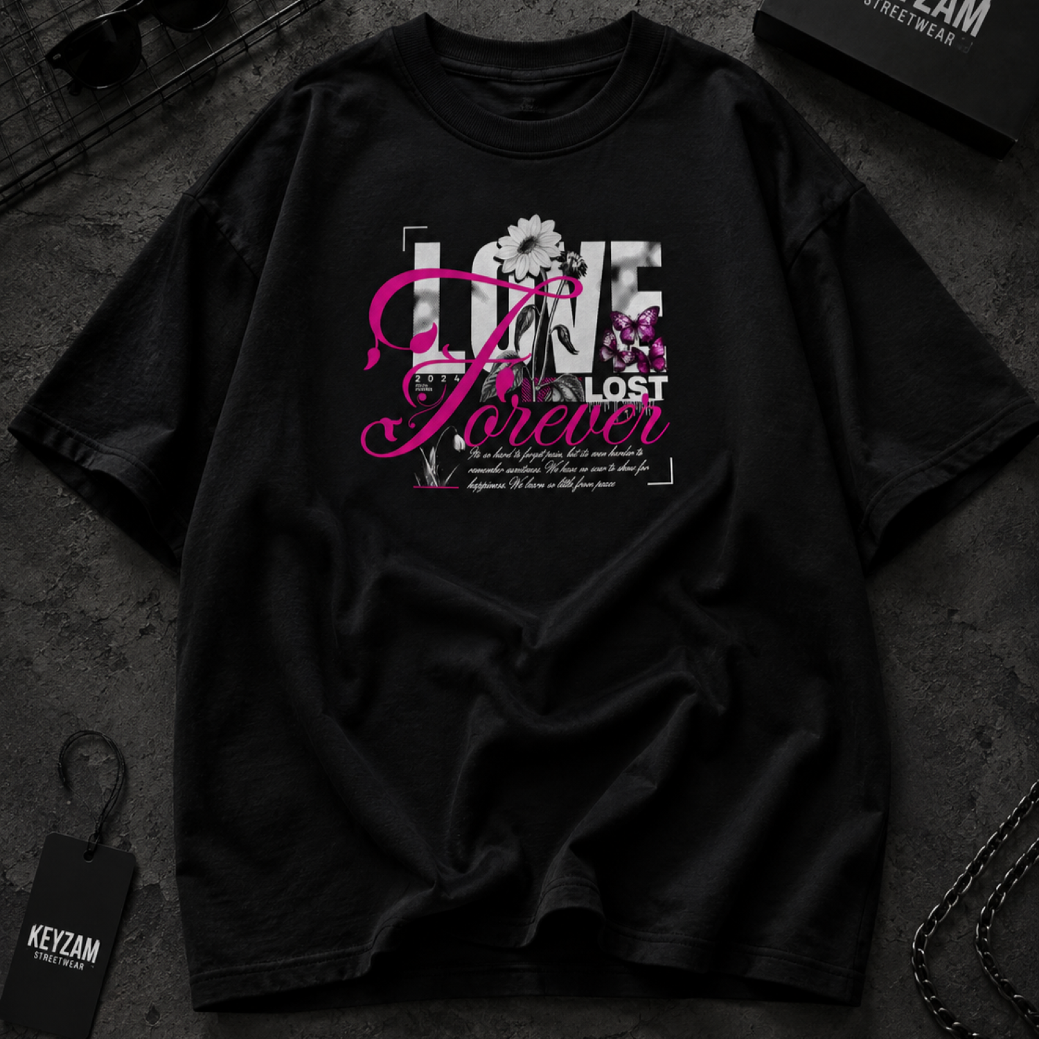 Playera Oversize Love Forever Negra – KEYZAM