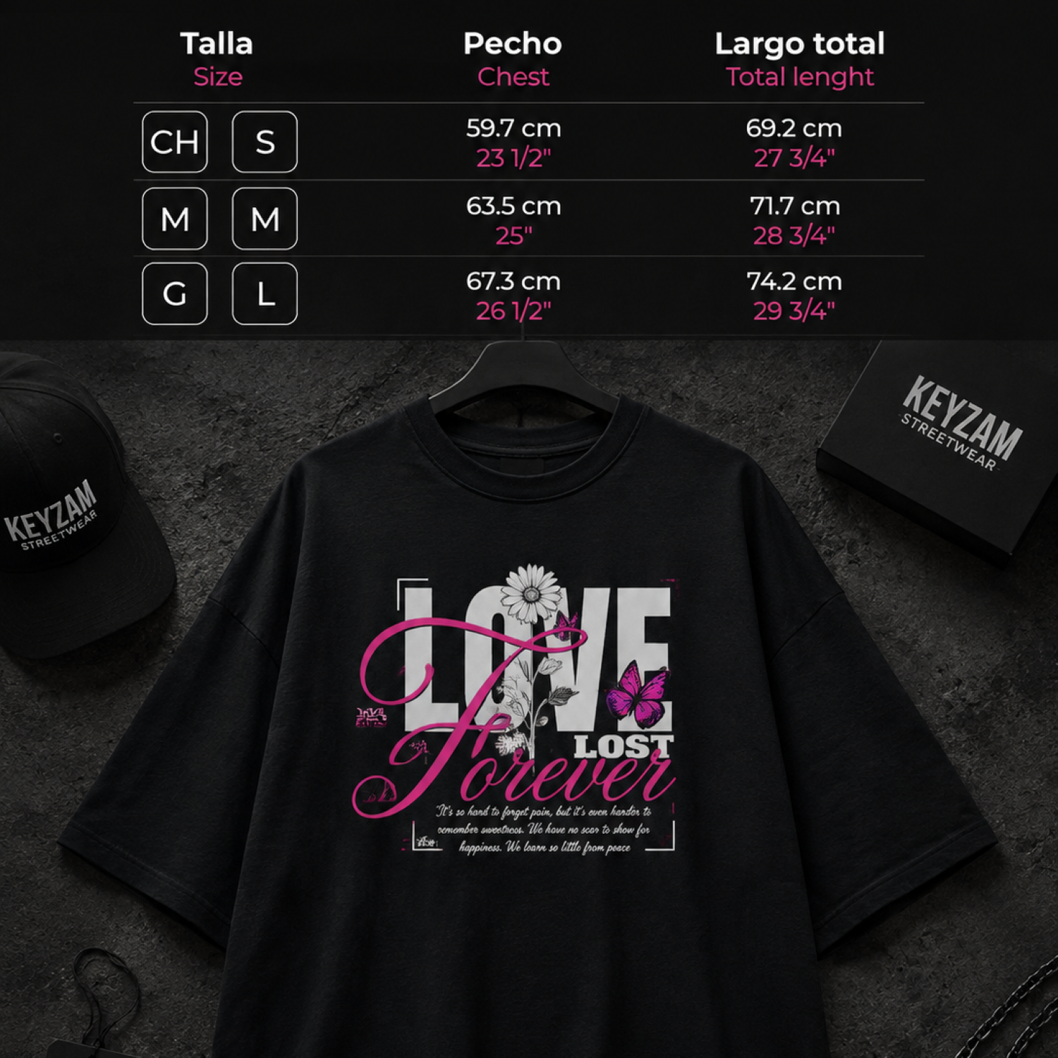 Playera Oversize Love Forever Negra – KEYZAM