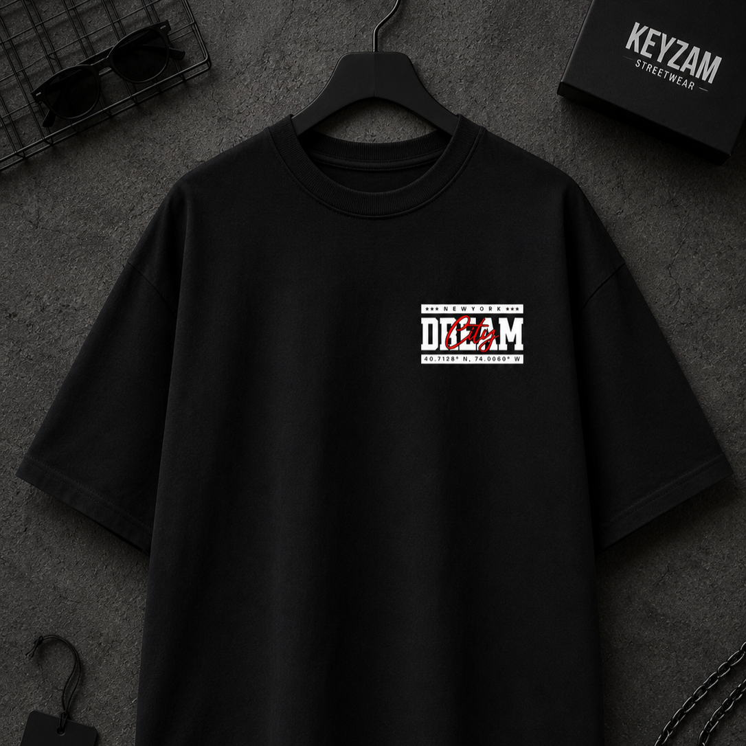 Playera Oversize Dream City Negra – KEYZAM