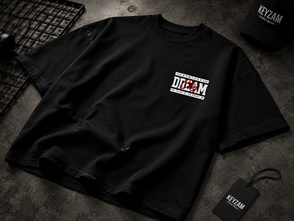 Playera Oversize Dream City Negra – KEYZAM