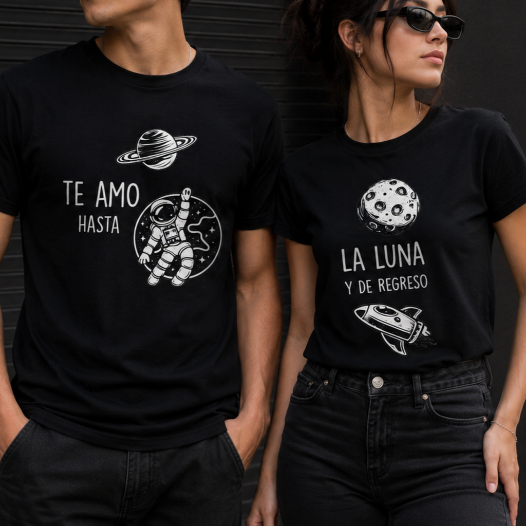 Playeras para Pareja "Te Amo Hasta la Luna y de Regreso" | KEYZAM