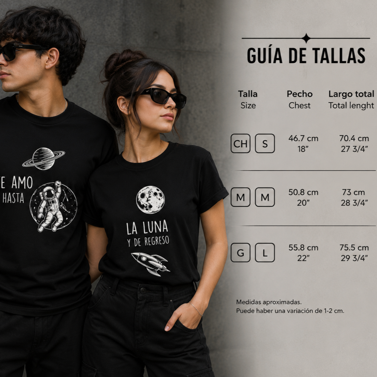 Playeras para Pareja "Te Amo Hasta la Luna y de Regreso" | KEYZAM
