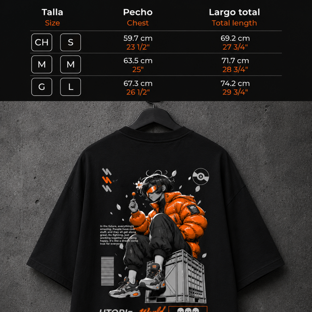 Playera Oversize UTOPIa World Negra - KEYZAM